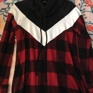 Medium buffalo plaid cowl neck top